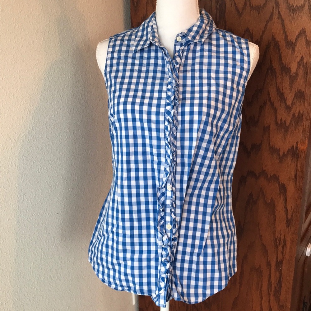 🔥Tommy Hilfiger Blue gingham button up tank EUC
